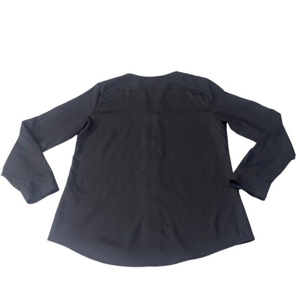 Black Collar Exposed with Roll up Sleeve Blouse Size M - Picture 15 of 15